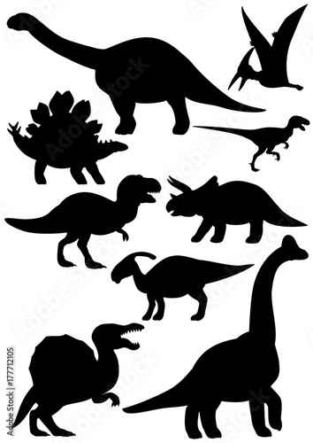 dinosaur silhouette set photo