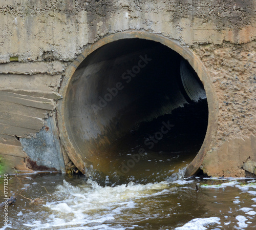 waste water from the pipe, pollution of the environment