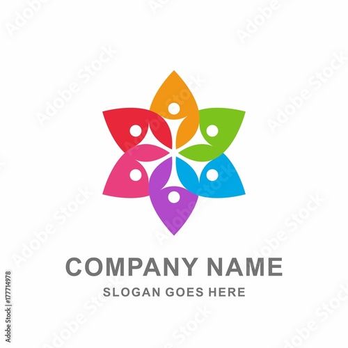 Colorful Circular Team Group Community People Holding Hands Business Company Stock Vector Logo Design Template