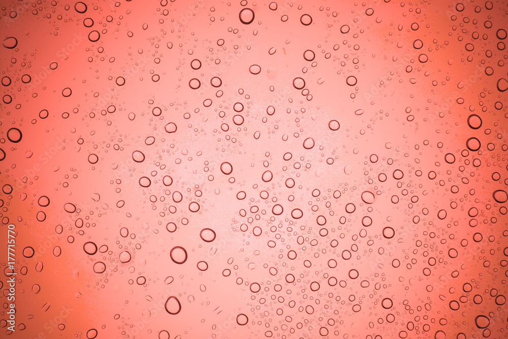 Rain droplets on red glass background, Water drops on glass. Rain droplets on red glass background, Water drops on glass.