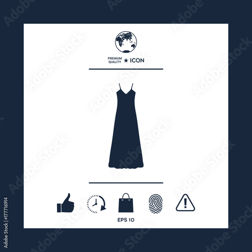Long Dress, Evening dress, combination or nightie , the silhouette. Menu item in the web design