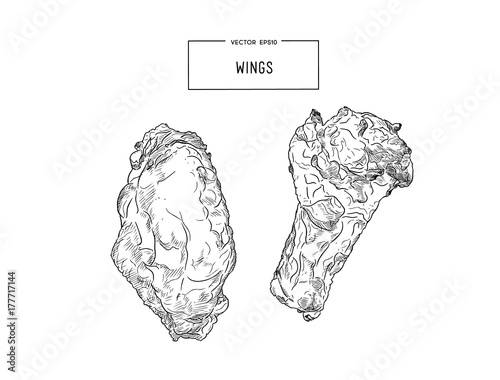 Fast food fried chicken meat. Vector illustration