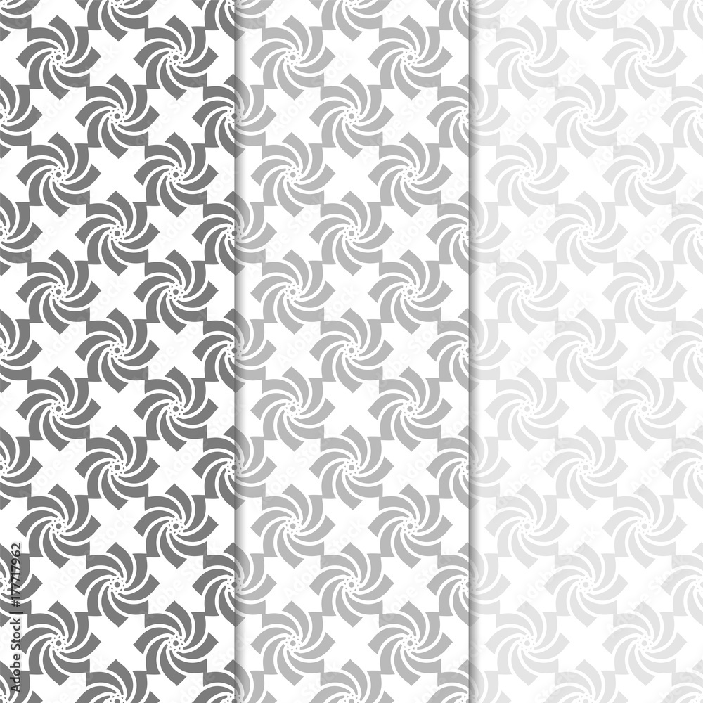 Floral seamless patterns. Set of light gray vertical wallpaper backgrounds
