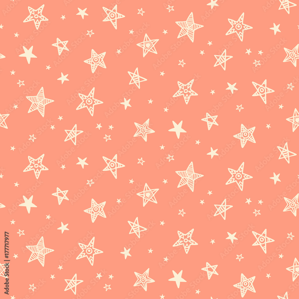 Seamless pattern with hand drawn stars. Scandinavian style Seamless pattern with hand drawn stars. Scandinavian style