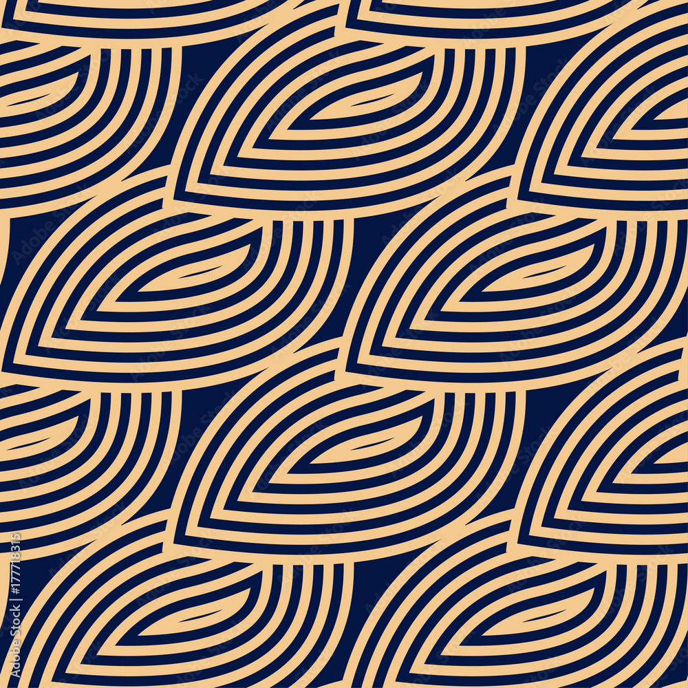 Fototapeta premium Geometric seamless pattern. Golden blue ornamental design