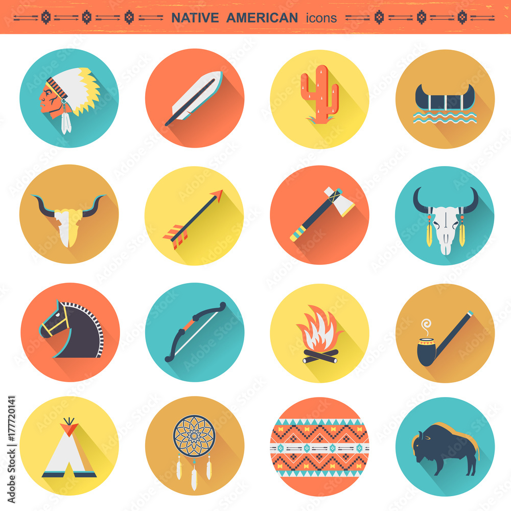 Fotografie Native American indians icons isoated