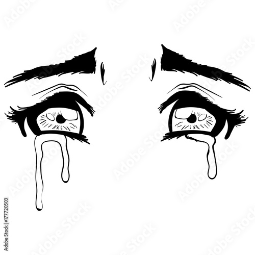 Vector beautiful illustration crying eyes sketch