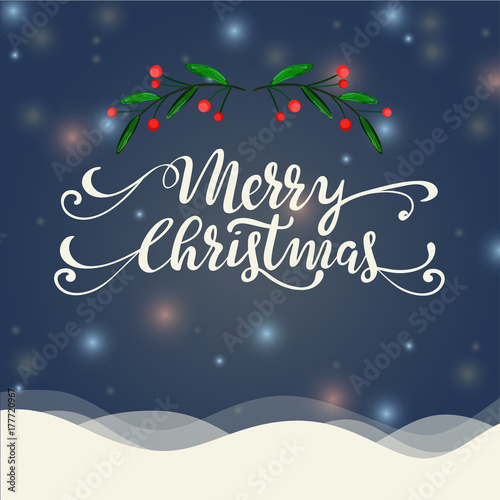 Merry Christmas landscape vector illustration.