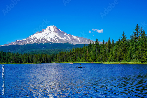 A gorgeous view of Mount Hood in Oregon from Trillium Lake.