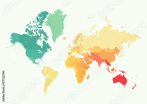High detail world map with color