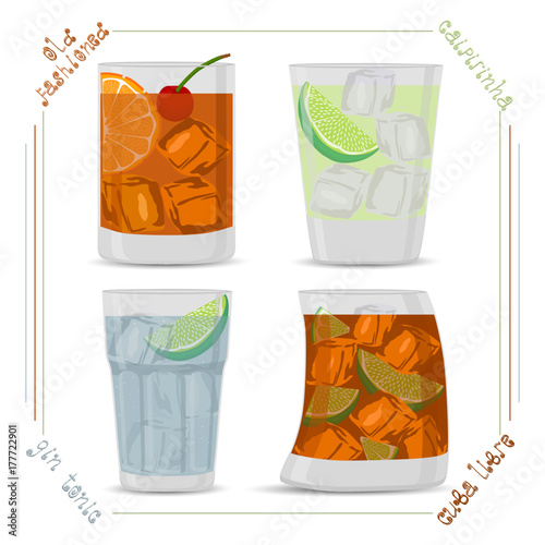 Vector for set alcohol cocktails