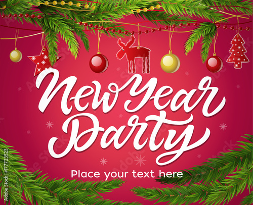 New Year party - modern vector realistic illustration with place for text