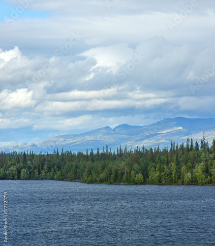 Views of the Khibiny mountains. Photographed on lake Imandra, Kola Peninsula, Russia photo