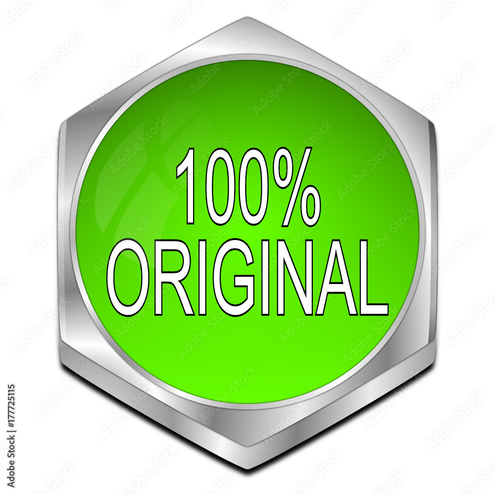 100% Original button - 3D illustration