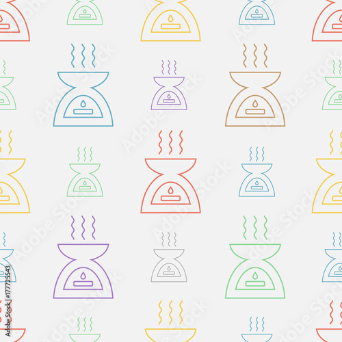 Aromatherapy seamless pattern with diffuser . Essential Oil line icon. Vector illustration.