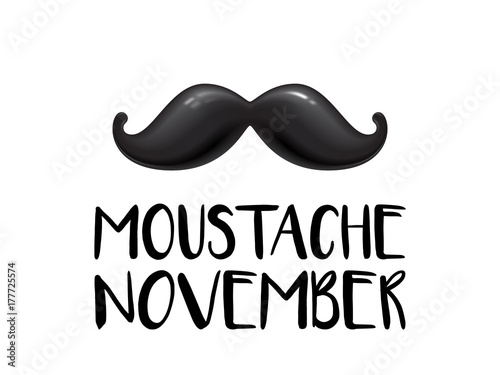 Movember or November men health awareness month mustache symbol. Vector mustache icon for no shave social solidarity event against man Movember prostate cancer campaign poster or banner