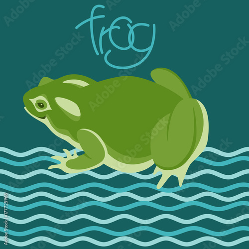 frog green vector illustration flat style profile side