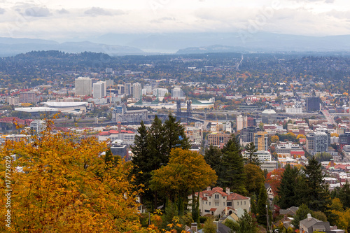 NW and NE Portland Cityscape during Fall Season