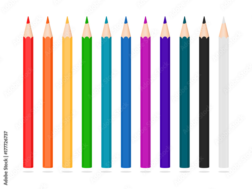 Set of pencils. Colorful drawing equipment illustration Set of pencils. Colorful drawing equipment illustration