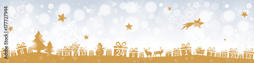 Gold advent calendar with gifts