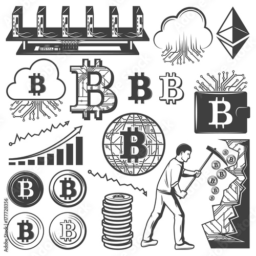 Vintage Bitcoin Currency Elements Collection