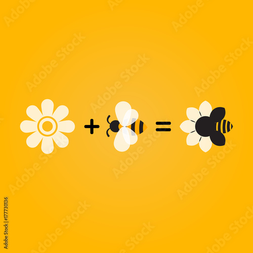 bee flower company logo concept