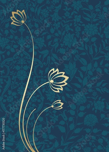 Fototapeta Naklejka Na Ścianę i Meble -  water lily, wedding card design, royal India
