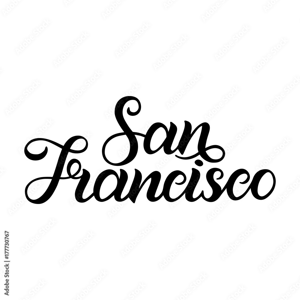 City logo isolated on white. Black label or logotype. Vintage badge calligraphy in grunge style. Great for t-shirts or poster. San Francisco, USA, America