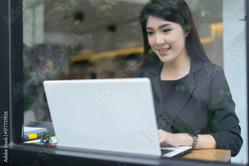 modern business woman working with laptop in office