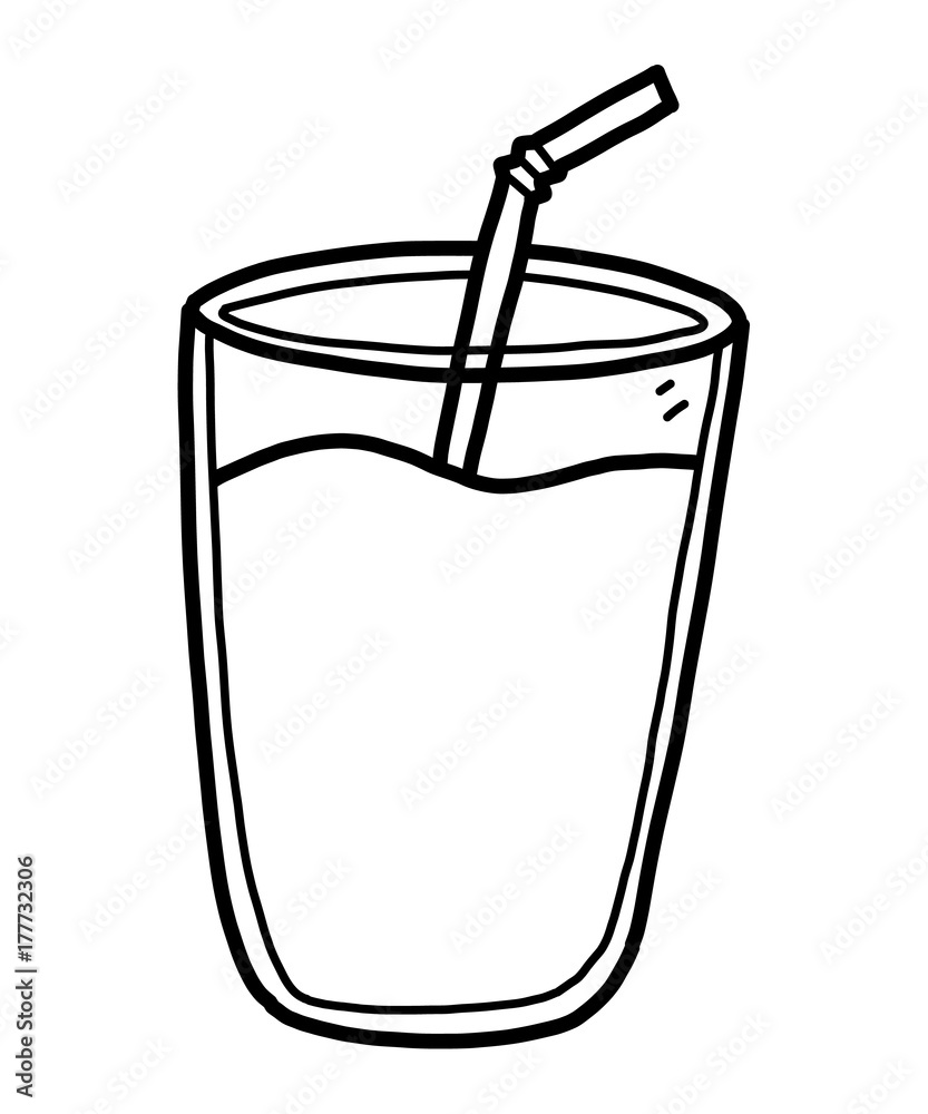 Glass of water. Refreshing drink. Doodle outline cartoon. Trendy modern  illustration. Blue liquid cup 19056489 Vector Art at Vecteezy