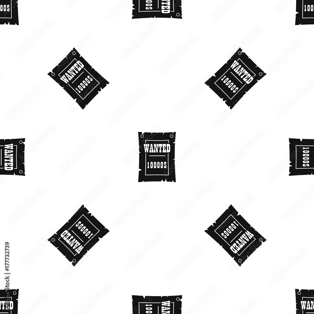 Vintage wanted poster pattern seamless black