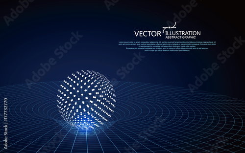 The curve forms a three-dimensional swirl shape, gravitational wave concept, technology background design.