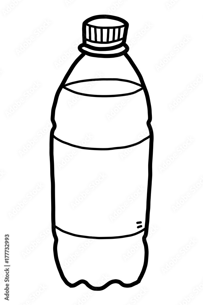 drinking water bottle / cartoon vector and illustration, black and white,  hand drawn, sketch style, isolated on white background. Stock Vector |  Adobe Stock