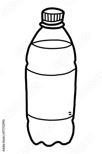 drinking water bottle / cartoon vector and illustration, black and white, hand drawn, sketch style, isolated on white background.