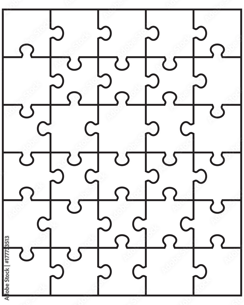 Separate pieces of white jigsaw puzzle Separate pieces of white jigsaw puzzle