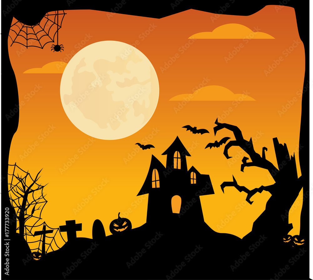 Halloween Background with haunted house 