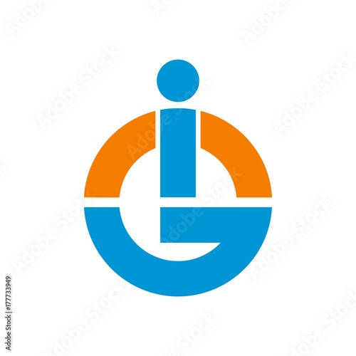 IG or GI logo initial letter design template vector