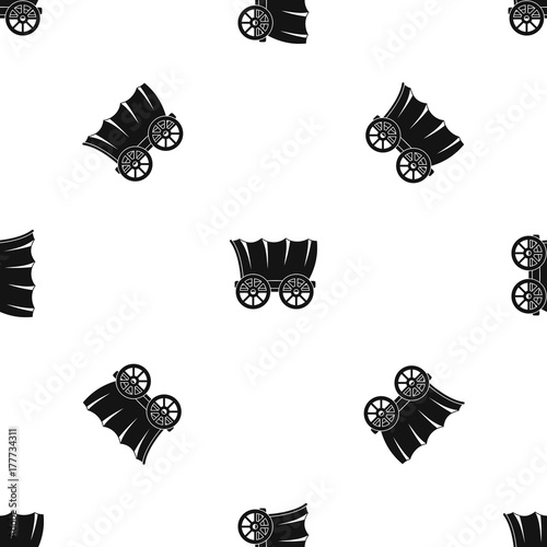 Ancient western covered wagon pattern seamless black
