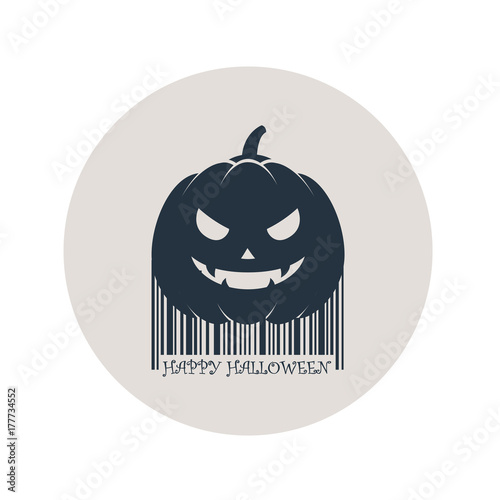Codigo de barras Happy Halloween calabaza en circulo gris