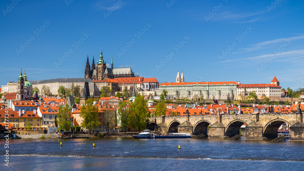 Fototapeta premium Prague Castle and Saint Vitus Cathedral, Czech Republic. Panoramic view