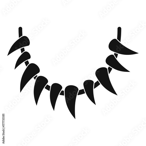 Tooth necklace icon, simple style