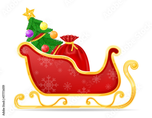 christmas santa claus sleigh stock vector illustration photo