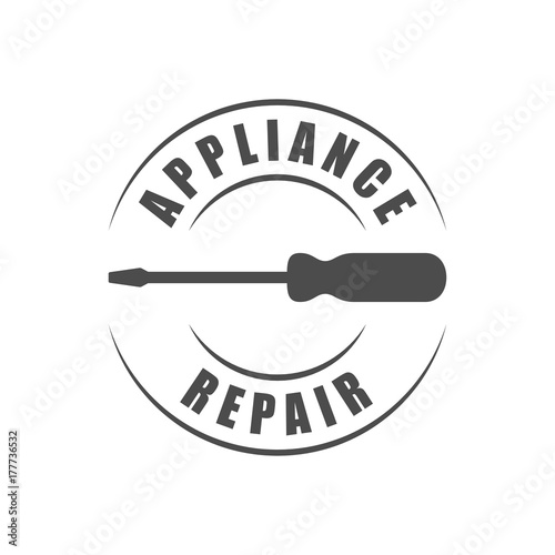 Appliance repair service logo with screwdriver silhouette icon