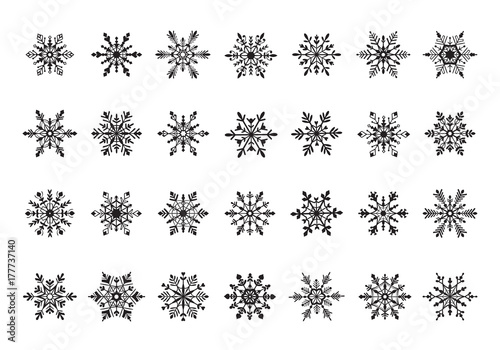 Snowflakes symbols collection isolated on white background. Vector illustration of set of snowflake icons.