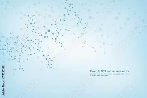 Abstract molecule background, genetic and chemical compounds, connected lines with dots, medical, technological and scientific concept, vector illustration