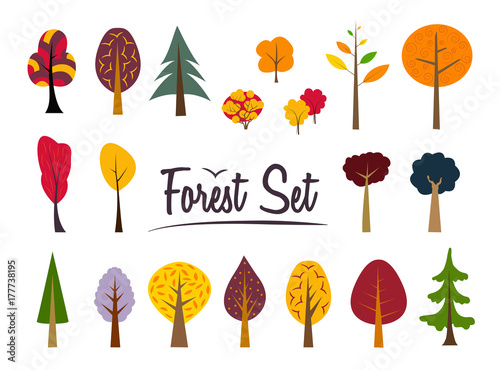 Vector autumn color forest set