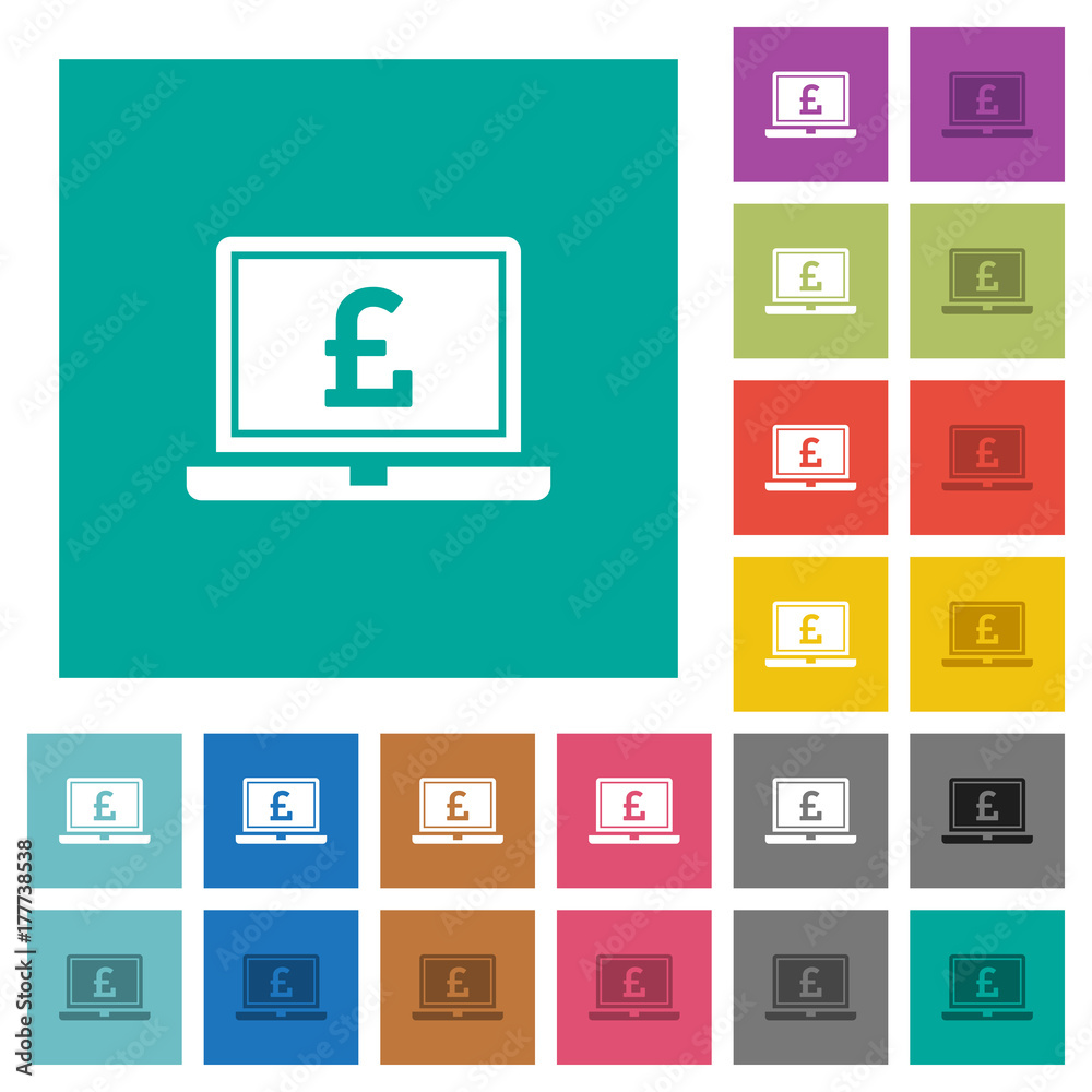 Laptop with Pound sign square flat multi colored icons Laptop with Pound sign square flat multi colored icons