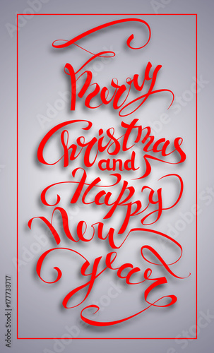Merry Christmas and Happy New Year vector text. Greeting inscription.Lettering. Vertical format