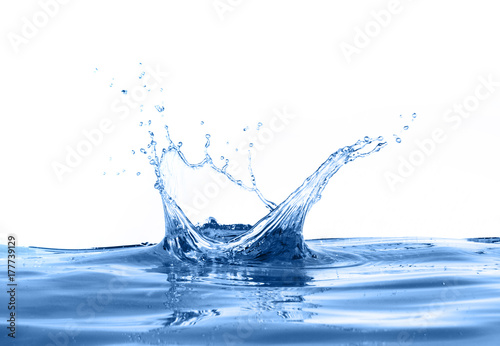 blue water splash crown on water surface
