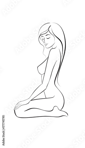 woman counter line sketch style